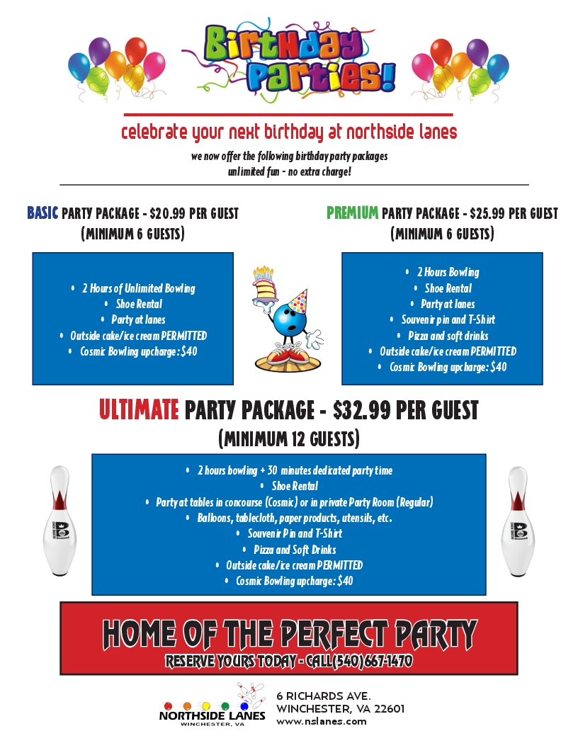 BIRTHDAY PARTY FLYER WITH PRICING